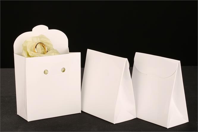 Gavepose m/klaff, Bianco White 7x3,5x8 cm, à 200 stk #B