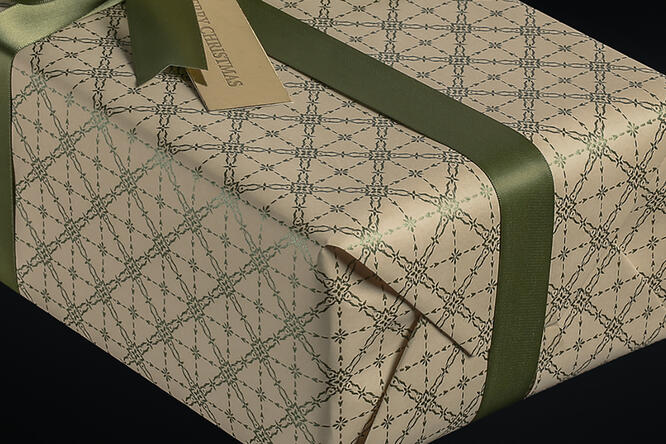 Julepapir,Classic Star Deep Sage 55 cm x 100 m