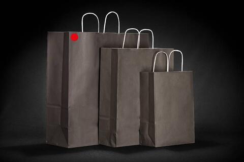 Papirpose m/tvistet hank, Varm Grå 45x17x48 cm