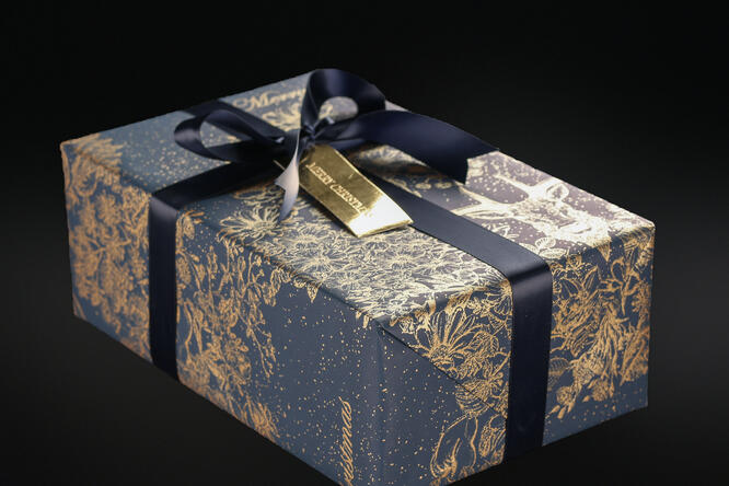 Gavepapir, Blue Golden Deer (8) 55 cm x 100 m