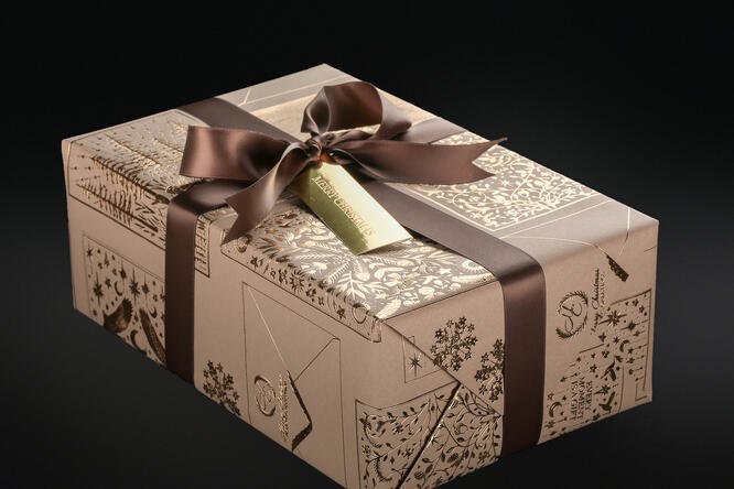 Gavepapir, Brown XMas Greetings (8) 55 cm x 100 m