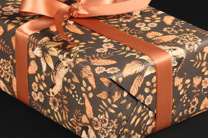 Gavepapir, Leopard & Leaves (7) 55 cm x 100 m