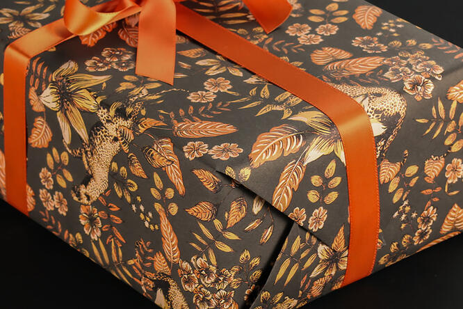 Gavepapir, Leopard & Leaves (7) 55 cm x 120 m