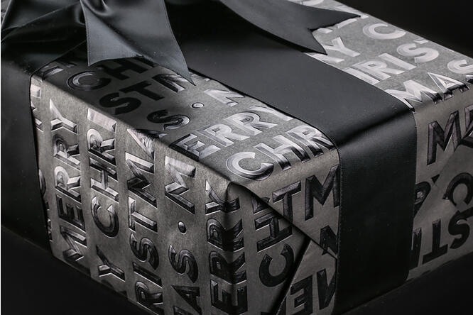 Gavepapir, Merry Christmas Black 55 cm x 120 m