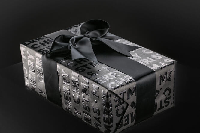 Gavepapir, Merry Christmas Black 55 cm x 120 m