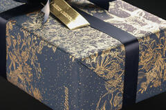 Julepapir, Blue Golden Deer (8) 55 cm x 100 m