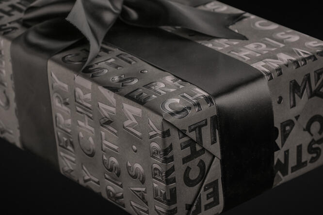 Julepapir, Merry Christmas Black 55 cm x 120 m