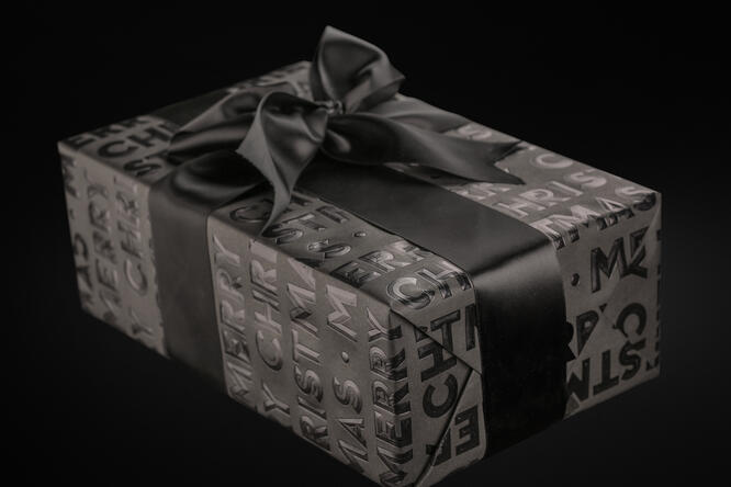 Julepapir, Merry Christmas Black 55 cm x 120 m