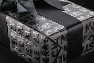 Julepapir, Merry Christmas Black 55 cm x 120 m