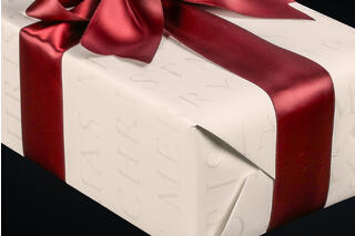 Julepapir, Slender Merry Christmas white 55 cm x 100 m
