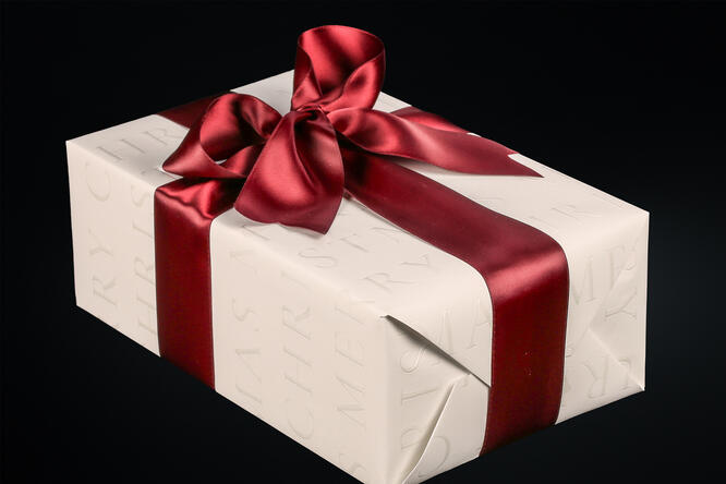 Julepapir, Slender Merry Christmas white 55 cm x 100 m
