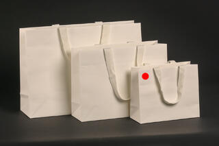 Papirpose m/bånd, Hvit kraft 22x9x18+5 cm, 180 gr