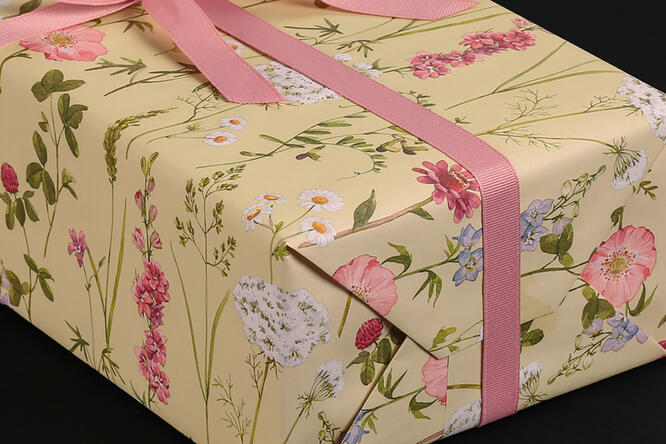 Gavepapir, Flower Meadow Green (5) 55 cm x 120 m