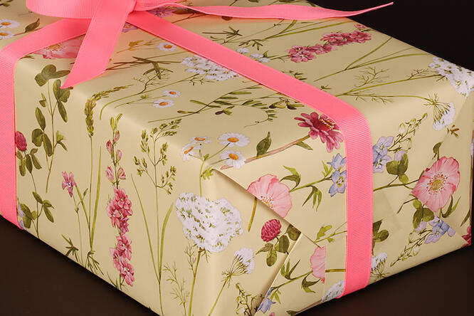 Gavepapir, Flower Meadow Green (5) 55 cm x 120 m