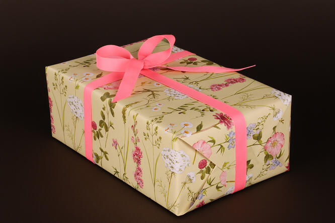 Gavepapir, Flower Meadow Green (5) 55 cm x 120 m