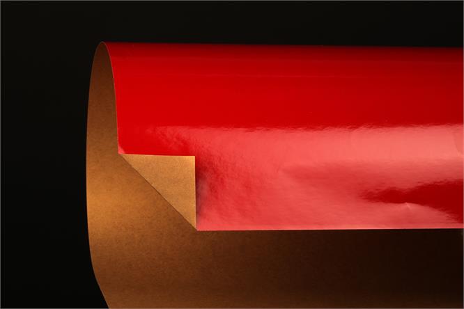 Gavepapir, Vollton Red Gloss/ Gold (5) 37 cm x 100 m #