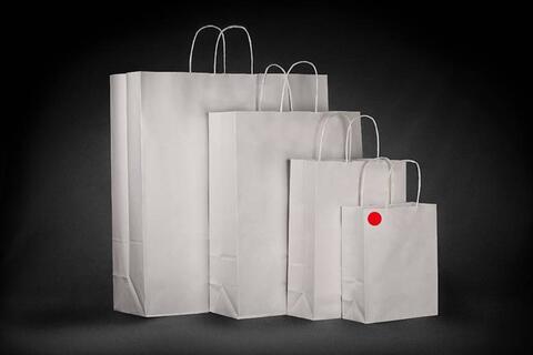 Papirpose m/tvistet hank, Hvit 18x8x22 cm