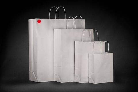 Papirpose m/tvistet hank, Hvit 45x15x49 cm