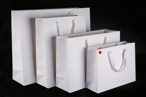 Papirpose m/bånd, Hvit matt 32x10x24+5 cm, 170 gr