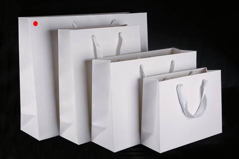 Papirpose m/bånd, Hvit matt 55x15x44+5 cm, 170 gr