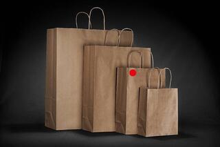 Papirpose m/tvistet hank, Brun kraft 22x10x31 cm