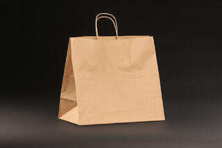 Papirpose m/tvistet hank, Brun kraft 35x17x31 cm