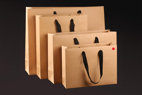 Papirpose m/bånd, brun kraft 32x10x24+5 cm, 186 gr