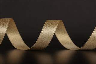 Bånd "silke", Cream glitter 15 mm x 25 m