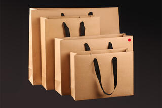 Papirpose m/bånd, brun kraft 42x13x30+5 cm, 186 gr