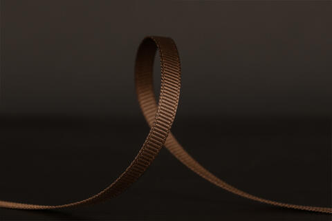 Bånd ribbet blank, Coffee 6 mm x 90 m