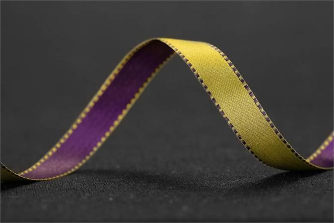 Bånd "silke" 2 farget, lilla/lime  # 9 mm x 100 m
