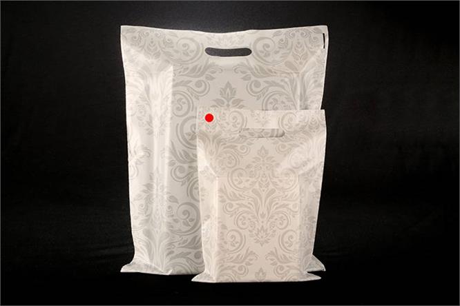 Plastpose, Brokade Grå ldpe 25x35 cm, 50 my, à 1000 stk