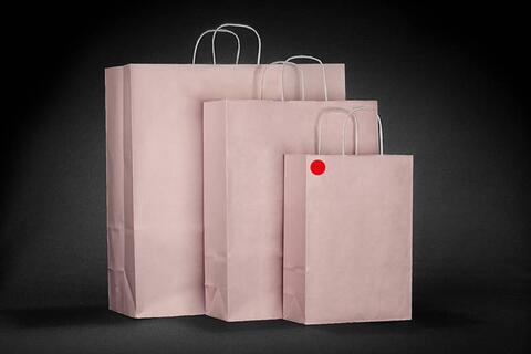 Papirpose m/tvistet hank, Rosa