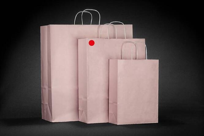 Papirpose m/tvistet hank, Rosa 32x12x41 cm