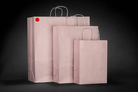 Papirpose m/tvistet hank, Rosa 45x17x48 cm