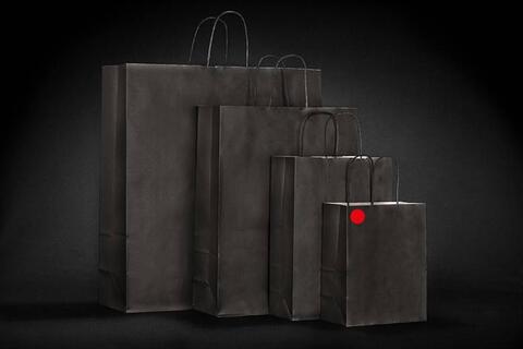 Papirpose m/tvistet hank, Sort 18x8x22 cm